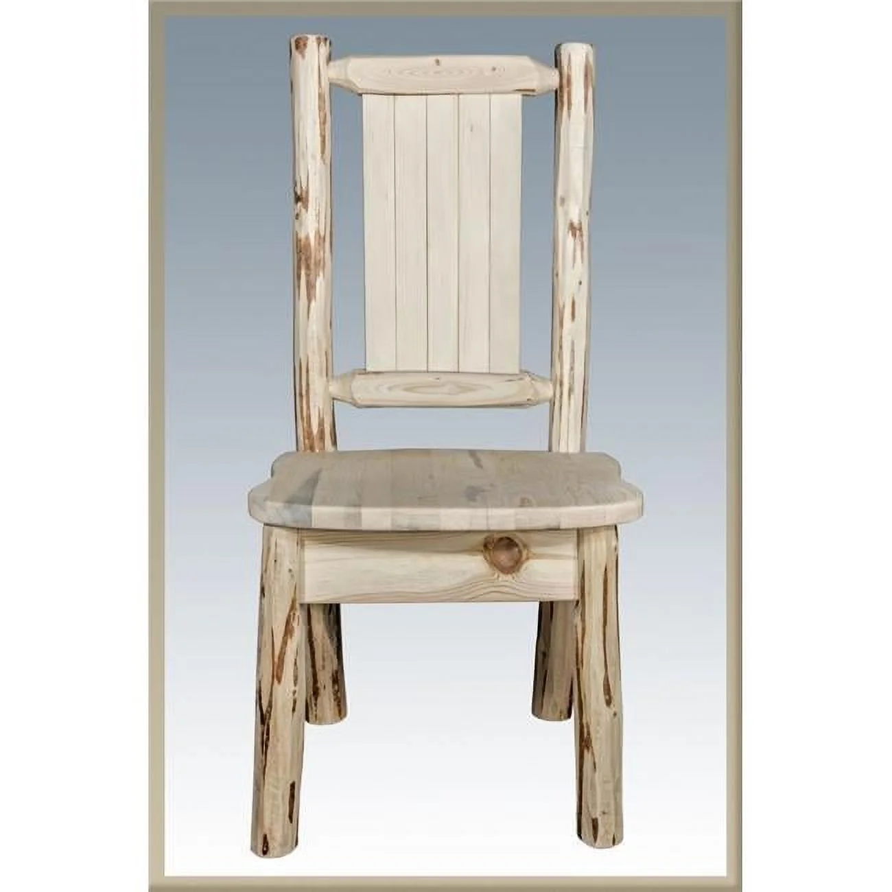 Side Chair With Laser Engraved Pine Tree Design, Clear Lacquer Finish – ZX9MTWW2558