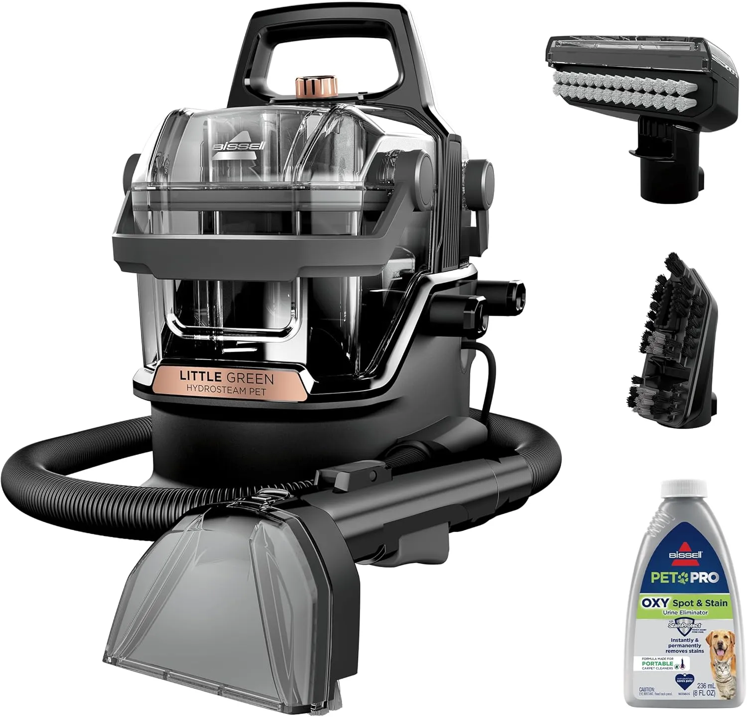 Bissell Little Green HydroSteam Portable Carpet And Upholstery Cleaner, Black And Copper Harbor – 3618