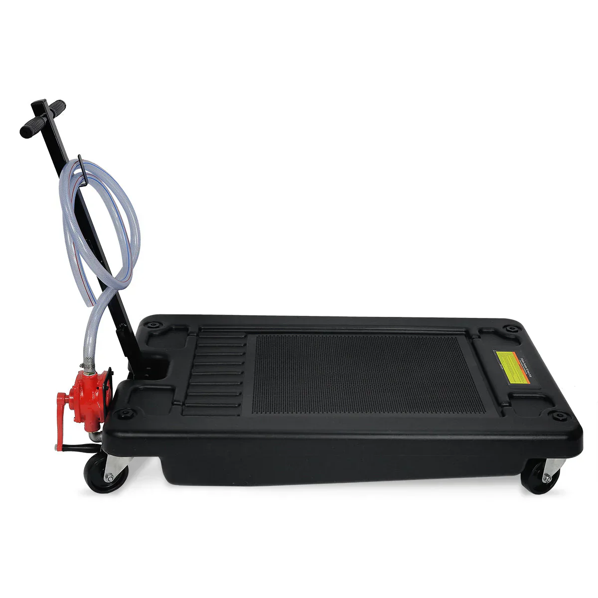17 Gallon Low Profile Oil Drain Container With Pump Hose – Black