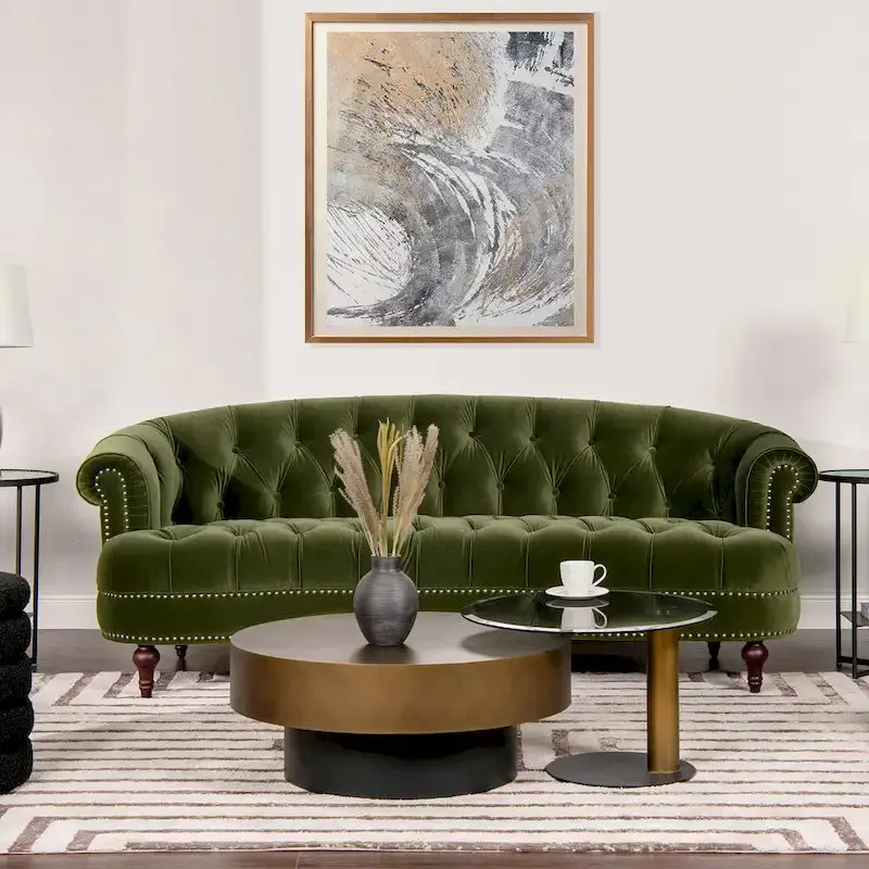 Jennifer Taylor Home La Rosa 84-Inch Velvet Chesterfield Sofa – Tufted Upholstered
