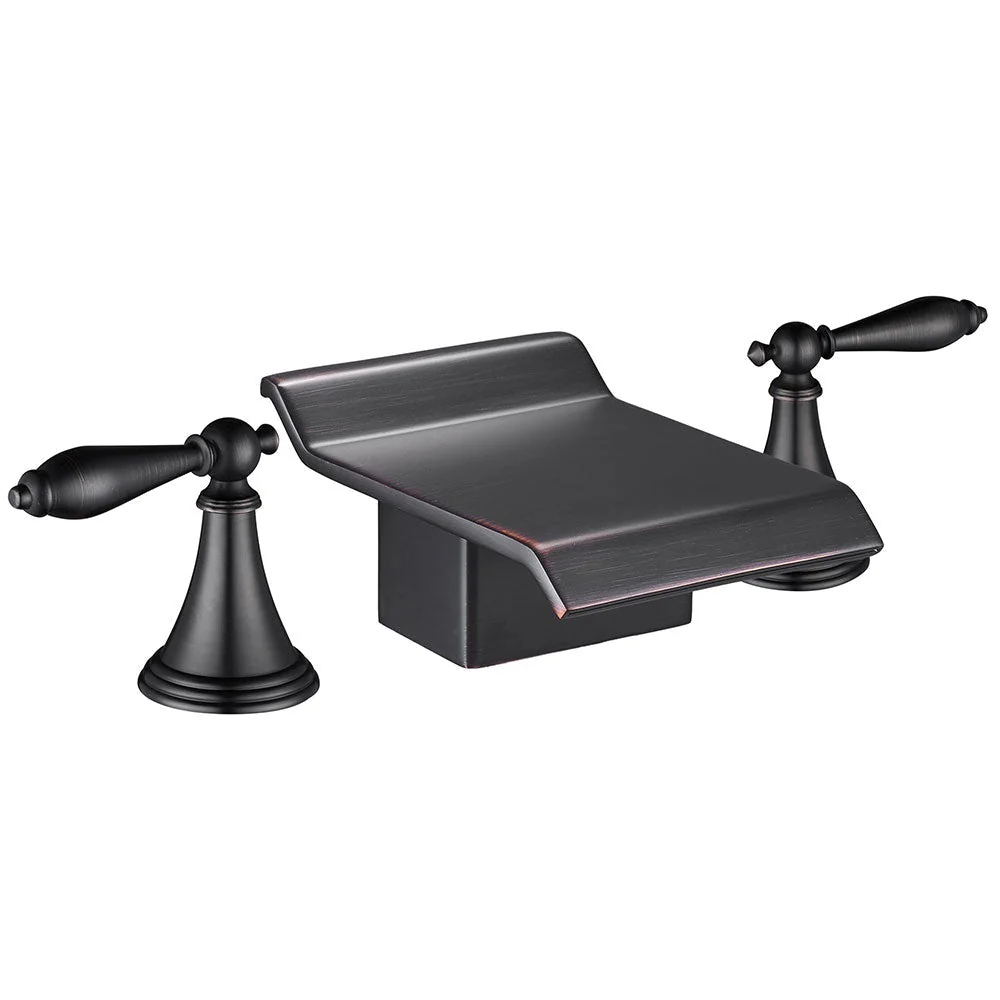 2-Handle Waterfall Bathroom Bathtub Faucet – Oil Rubbed Bronze