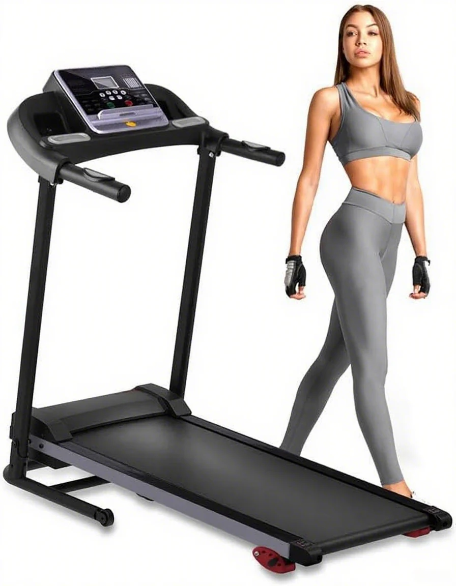 Folding Treadmill With LCD, Black, 6 Miles Per Hour, 265 Pounds Capacity – SL26