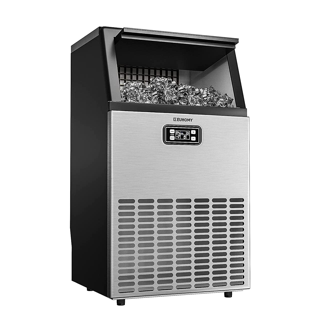 Euhomy Commercial Ice Machine, 2 Way Water Supply, 100 lbs/24H, 33 lbs Capacity – 100