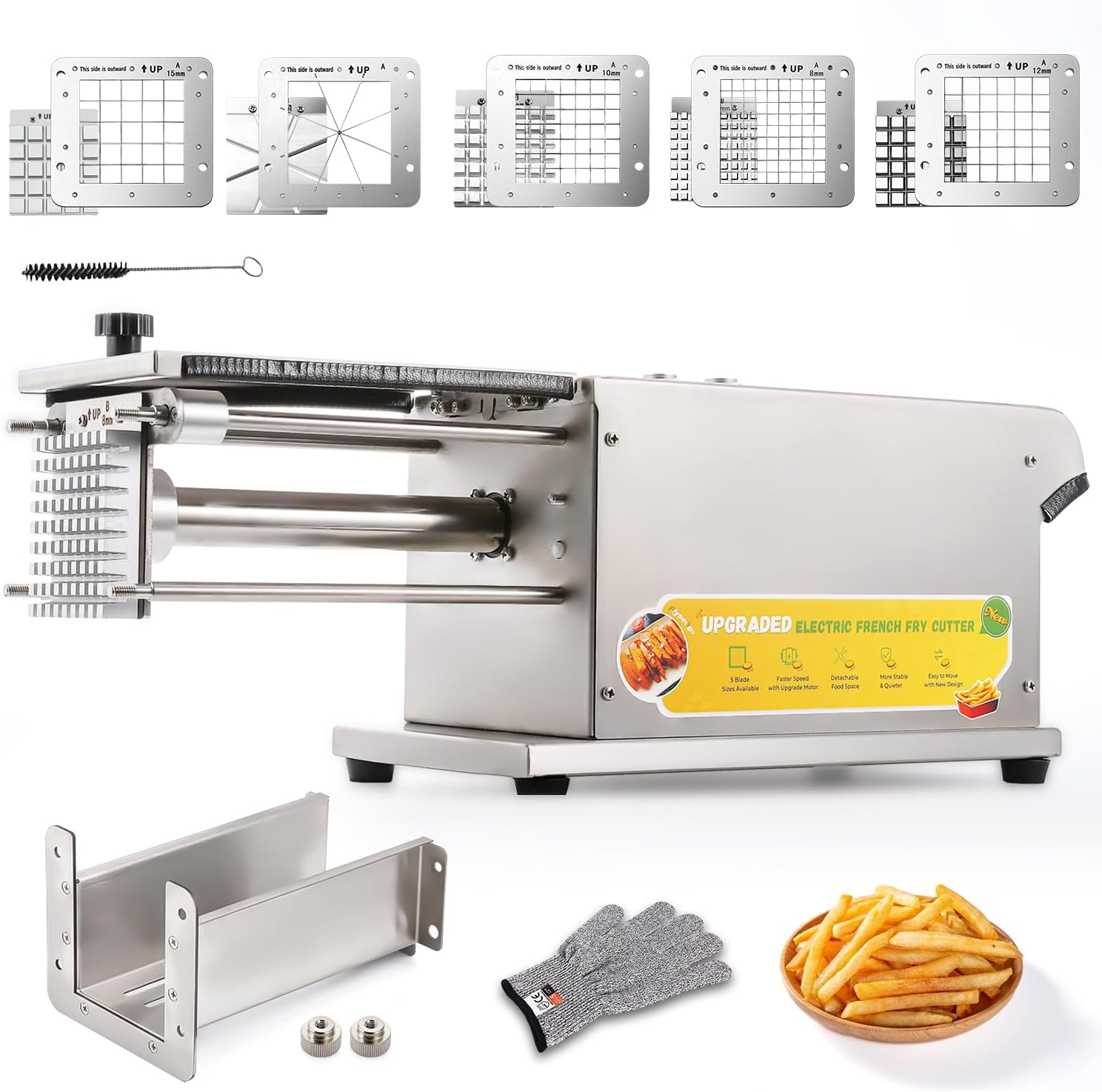 Electric French Fry Cutter With 5 Blades – Stainless Steel