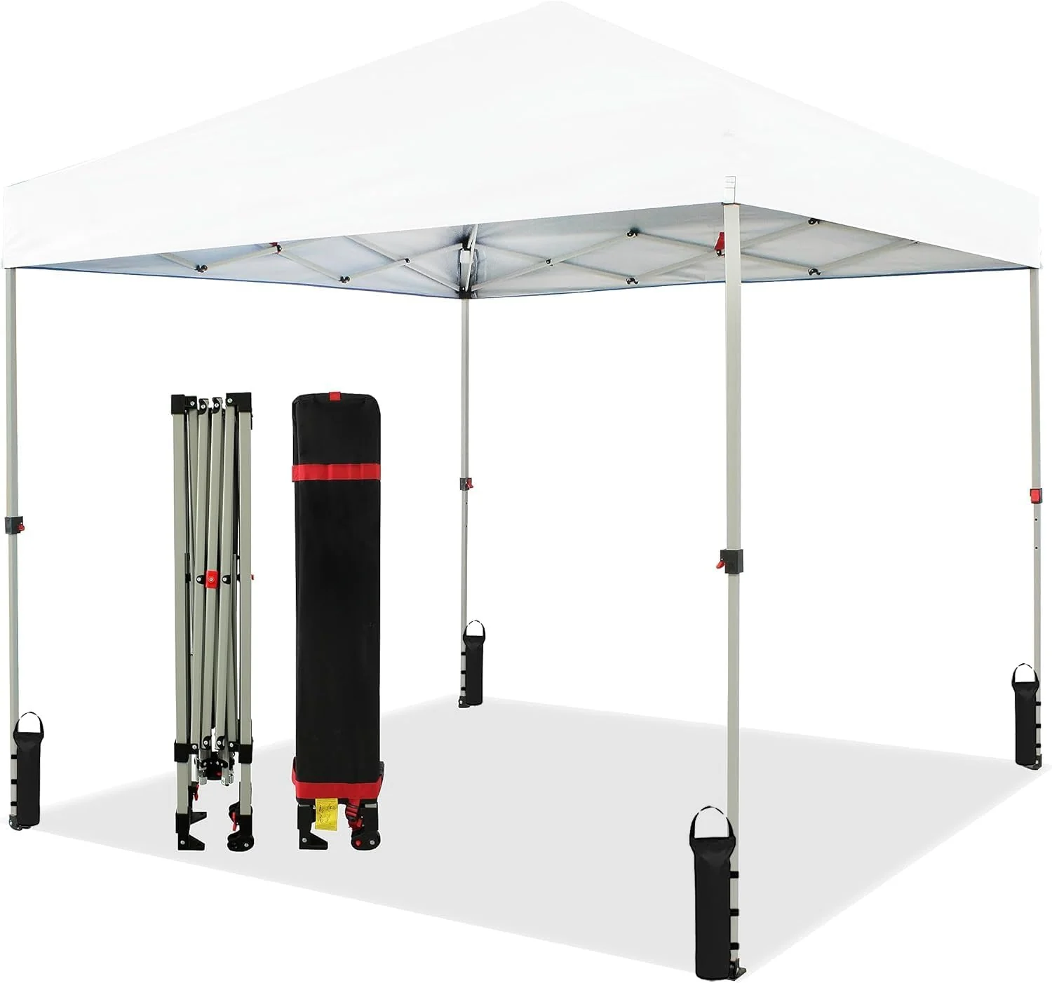 10×10 Pop-Up Canopy Tent With One Push Setup And Silver-Coated White Top