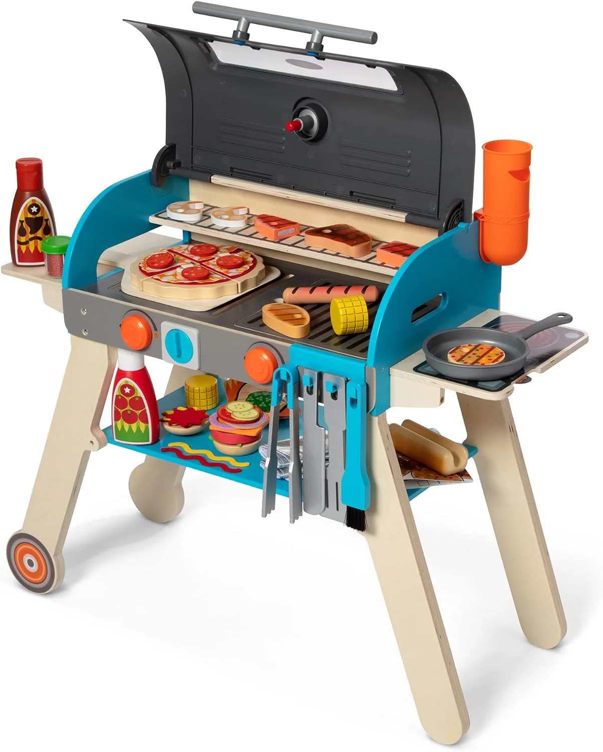 Melissa & Doug Wooden Grill, Smoker And Pizza Oven Play Set – 30608
