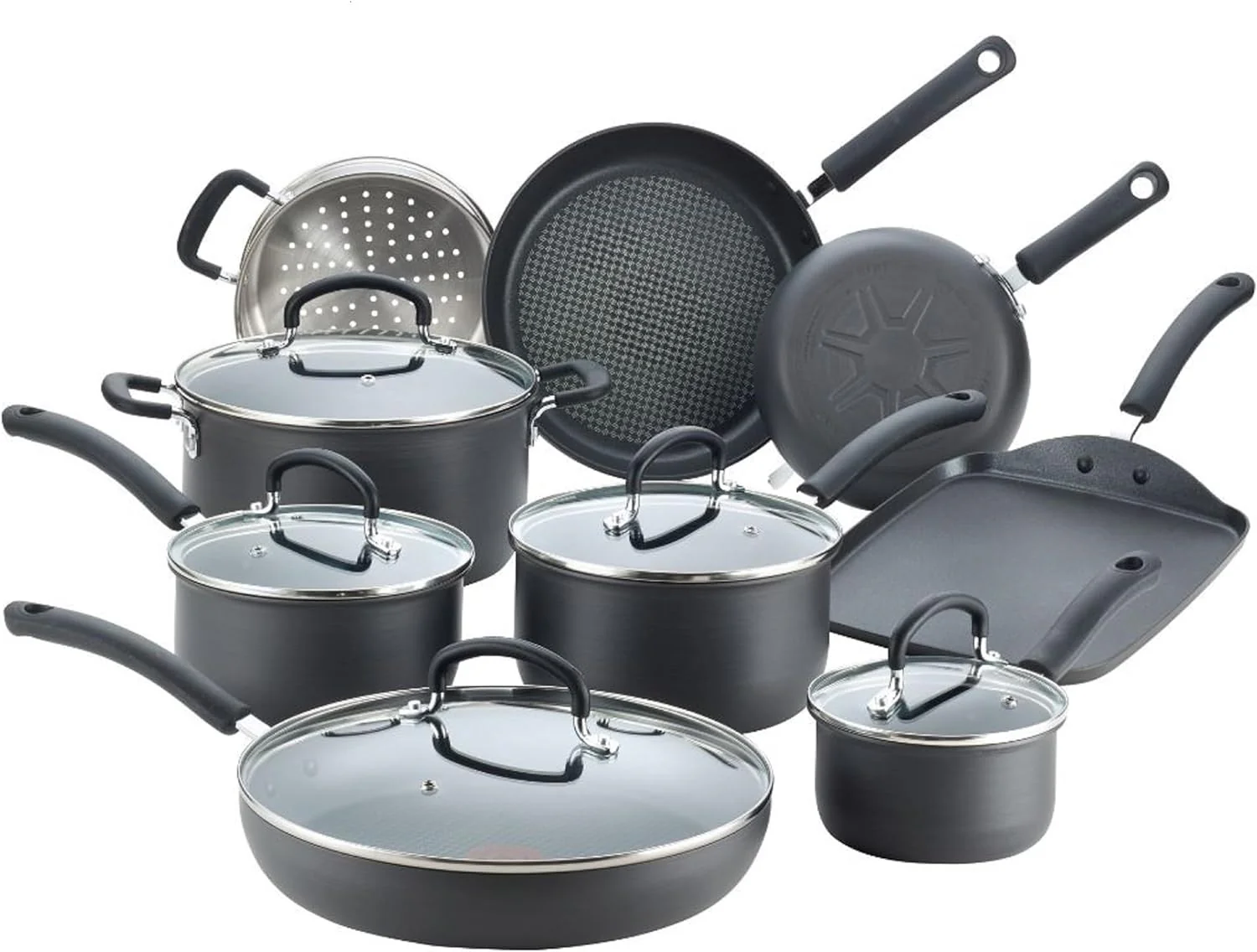 Hard Anodized Nonstick Cookware Set, 17-Piece, Black