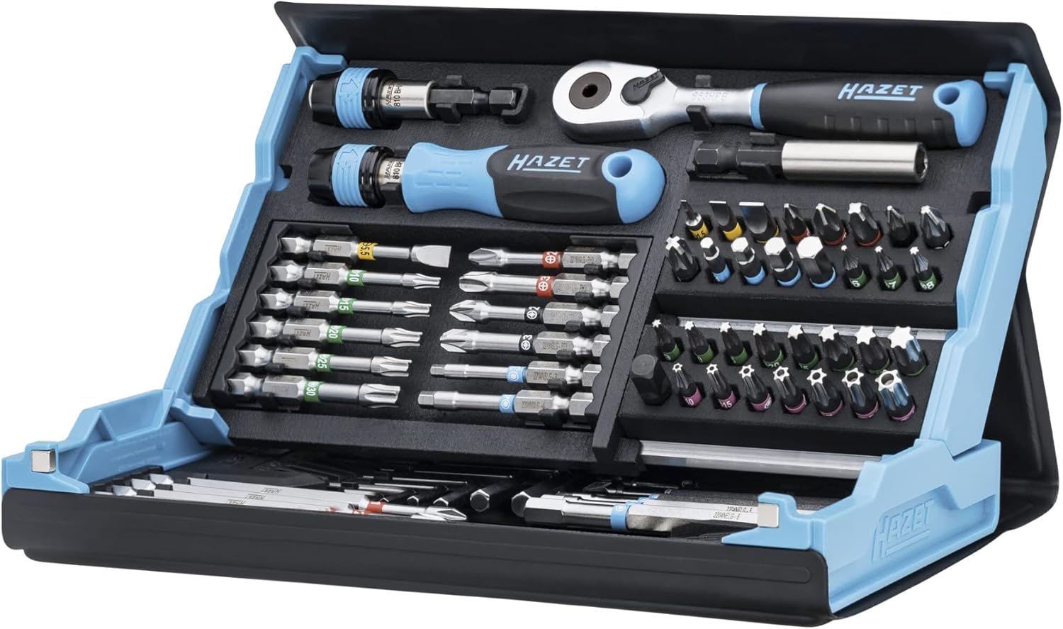 HAZET SmartCase 73-Piece Bit Set, Hexagon 6.3 (1/4 Inch), Blue/Black – 2200SC-31