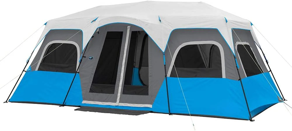 12-Person Instant Cabin Tent With LED Lights, Blue/Gray – 18 ft x 10ft