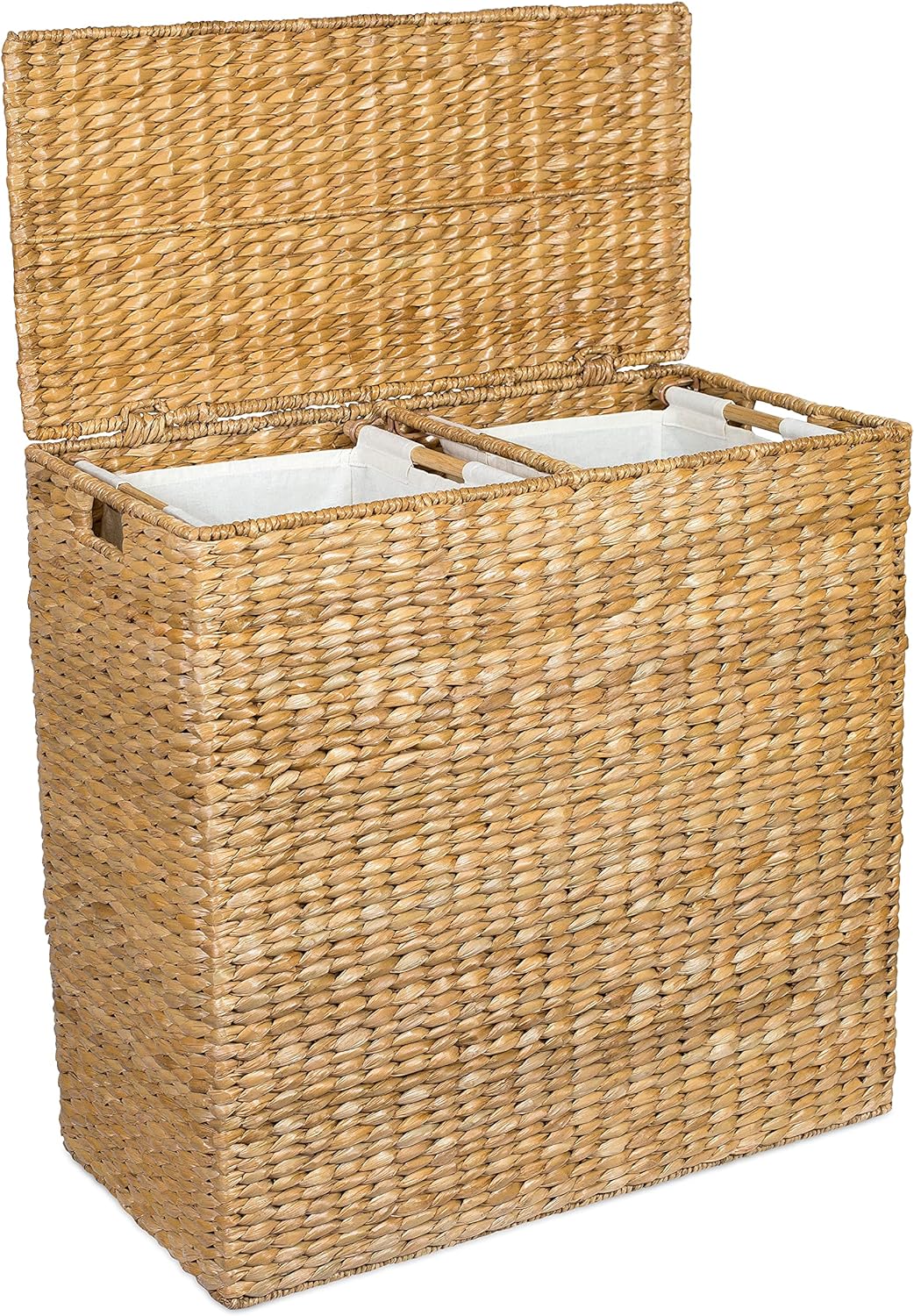 Sofia + Sam Oversized Divided Seagrass Hamper With 2 Canvas Liners, 28 x 14 x 27 Inches – 4602
