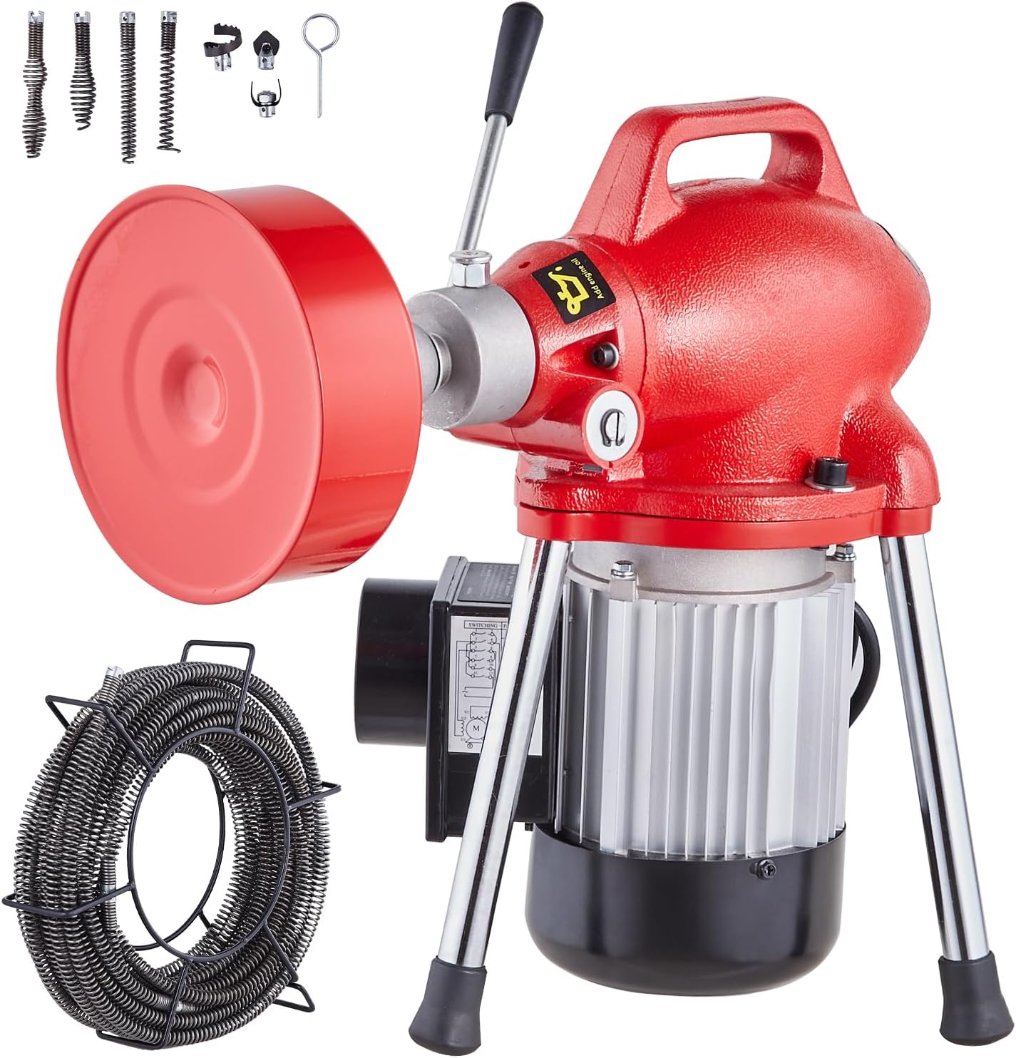 Segmented Sewer Cleaning Machine 66 Feet x 5/8 Inches, 250-Watt Manual Feeder – CW/CCW Control