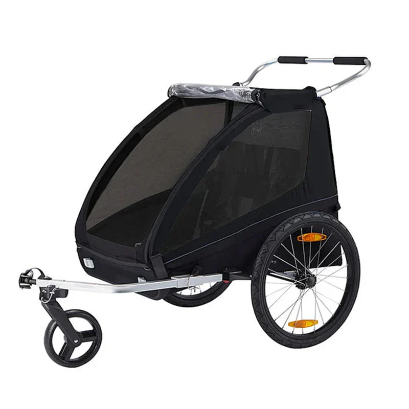 2-Seat Bicycle Trailer And Stroller, Black