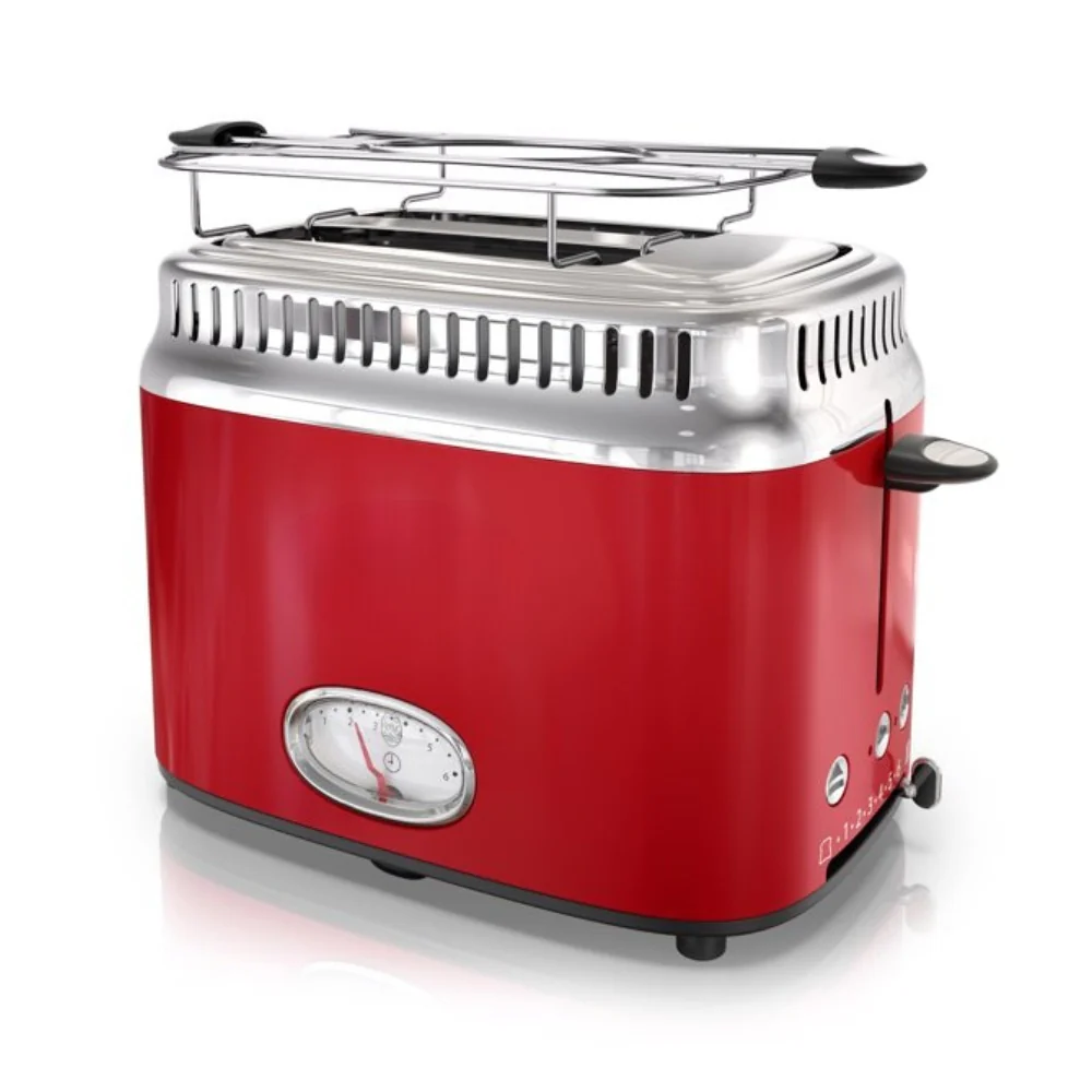 Retro Style 2-Slice Toaster, Red – 850W 120V