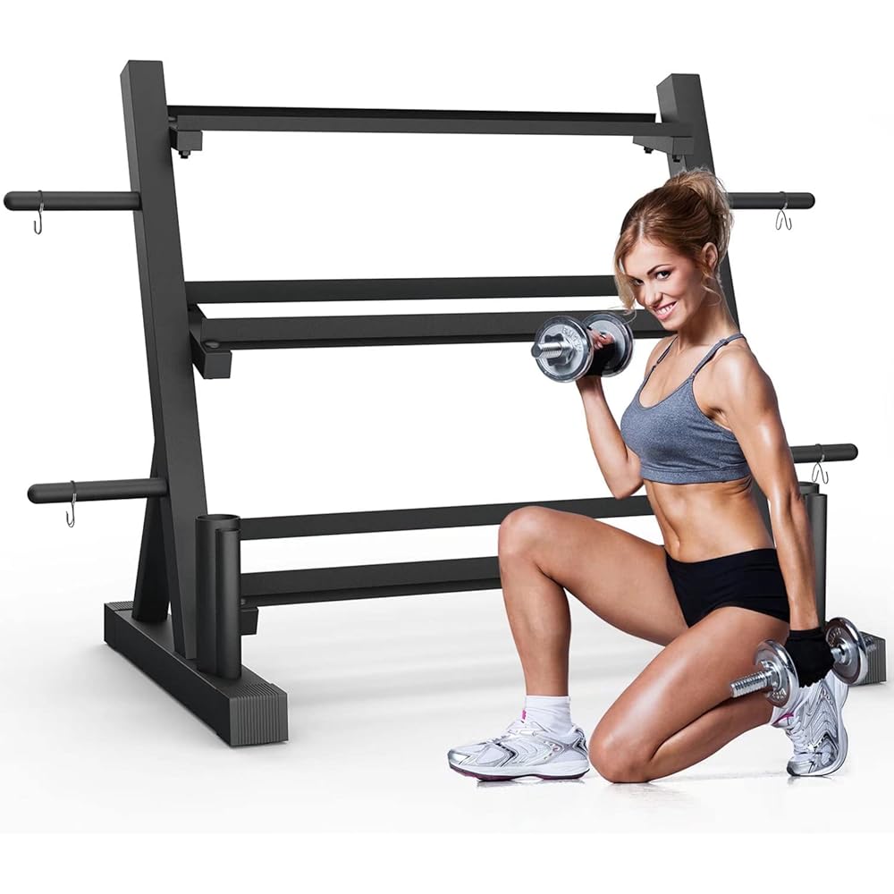 Elevens 3-Tier Dumbbell Rack Stand, 1200 Pounds, Black