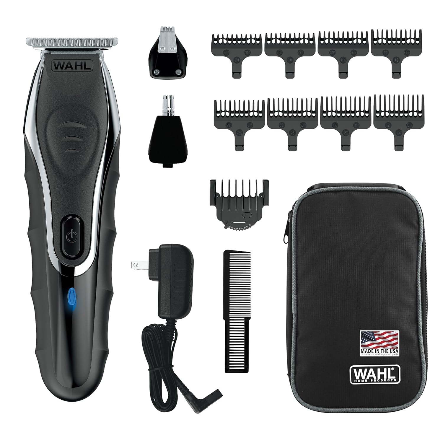Wahl Aqua Blade Rechargeable Wet/Dry Lithium-Ion Deluxe Beard Trimmer, Black/Silver – 9899-100