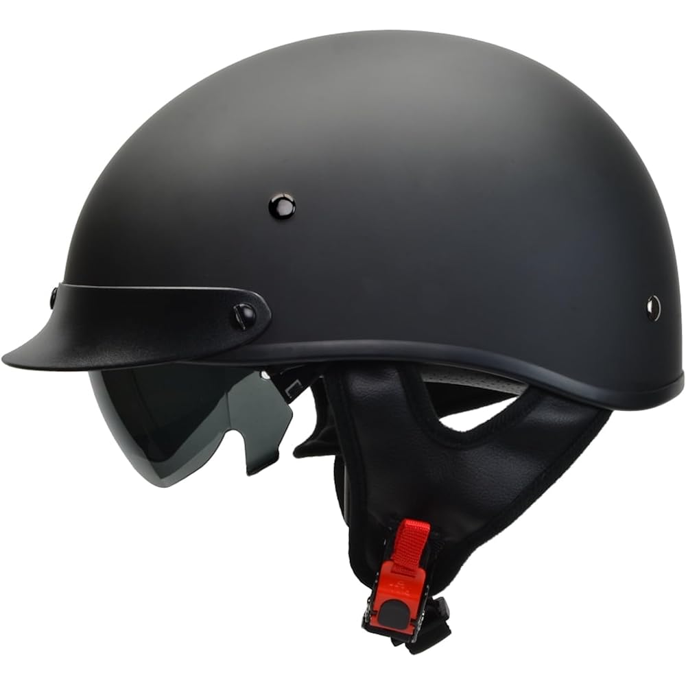 Vega Helmets Warrior Motorcycle Half Helmet With Sunshield, X-Large, Matte Black – 7800-055