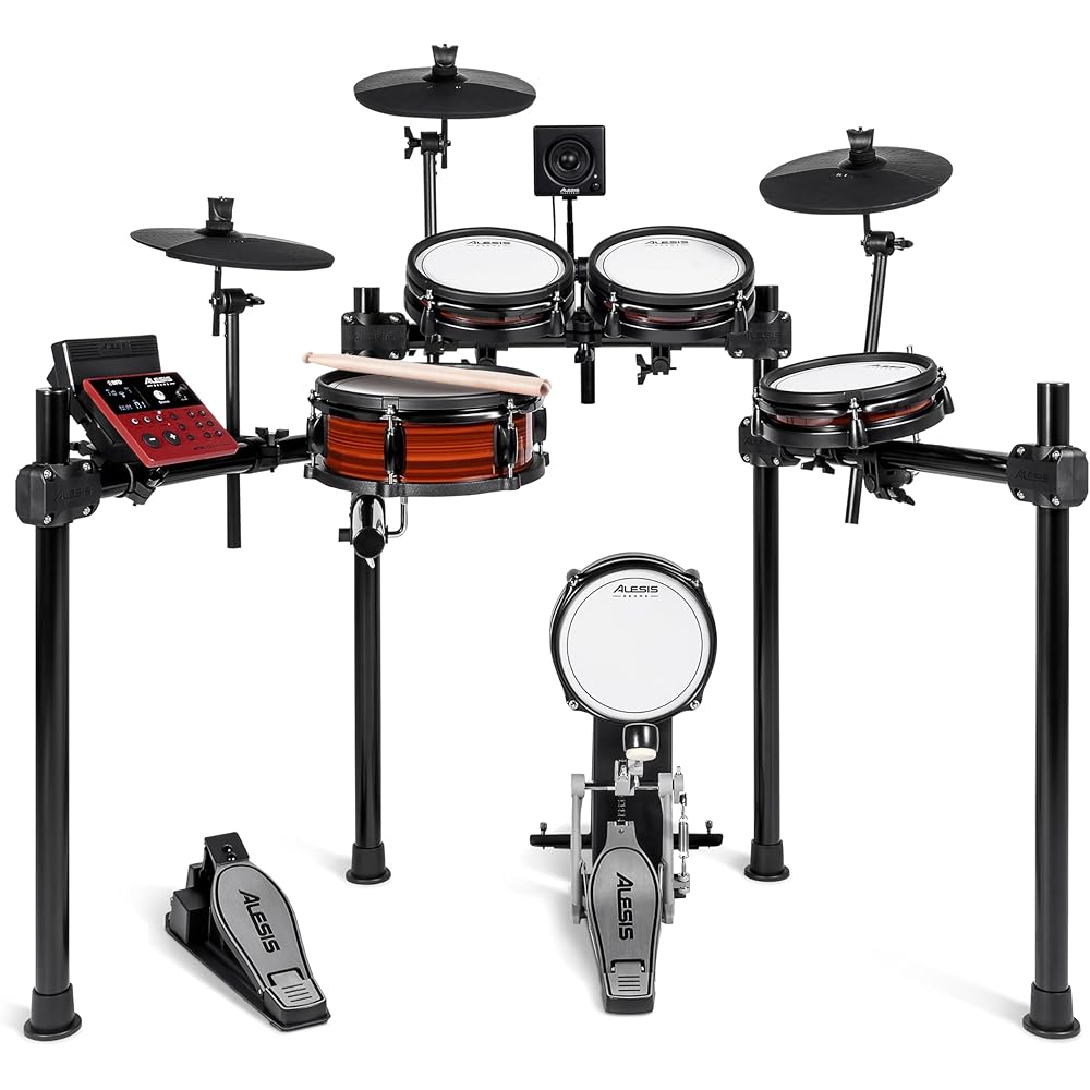 Alesis 8-Piece Electric Drum Set With Dual-Zone Mesh Pads, Bluetooth, USB MIDI, 70W Drum Amplifier – Nitro Pro