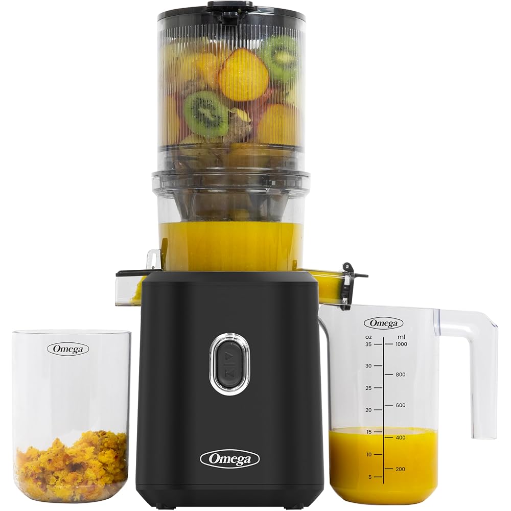 Omega Cold Press Juicer With Extra Large Hopper, 150-Watts, Black