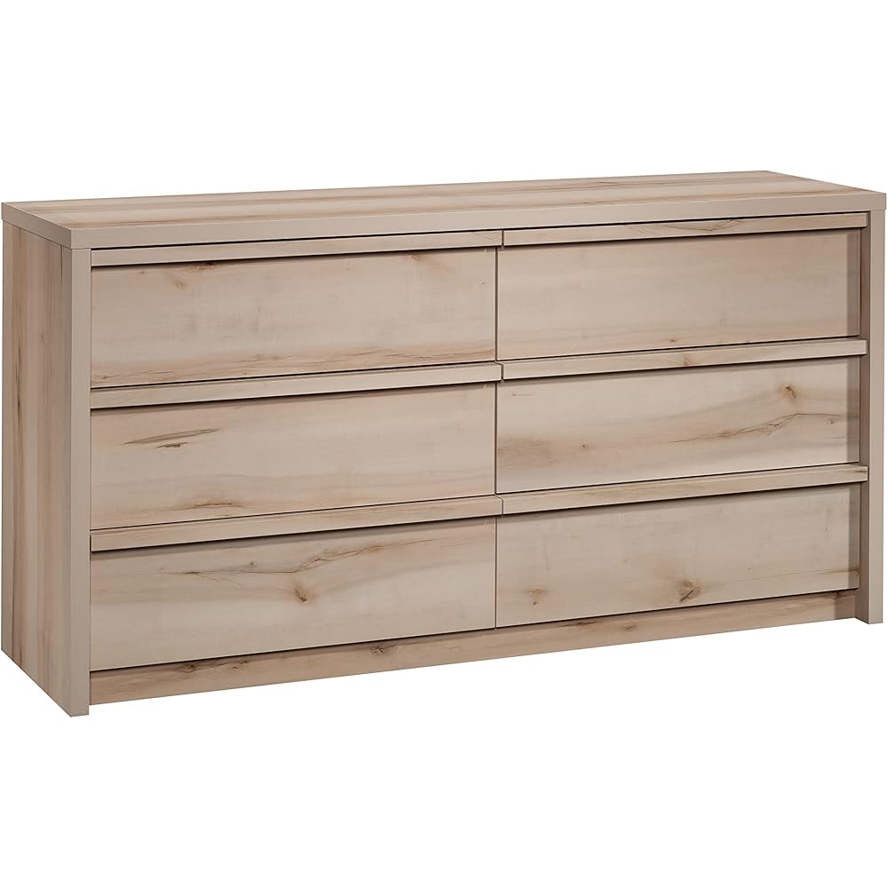 Sauder 6-Drawer Bedroom Dresser, Pacific Maple, 16.46in D x 60.71in W x 30.12in H – Harvey Park