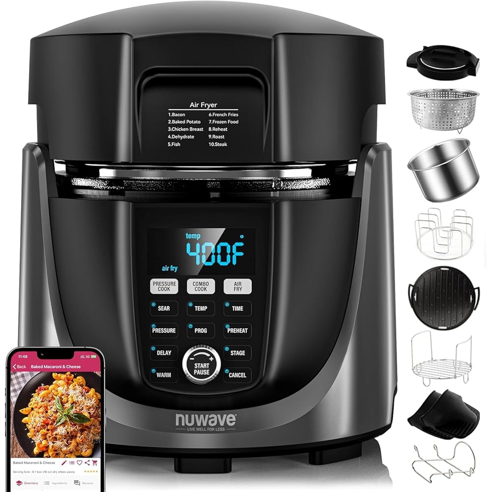Nuwave 540 In 1 Air Fryer, Electric Pressure Cooker & Grill Combo, 6 Qt – Duet