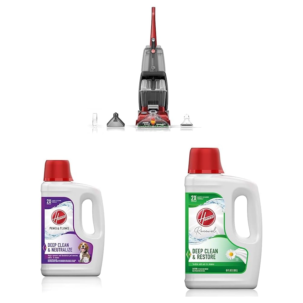 Hoover Power Scrub Deluxe Carpet Cleaner Machine With Two 64oz Solutions – FH50150V, AH30925, AH30924
