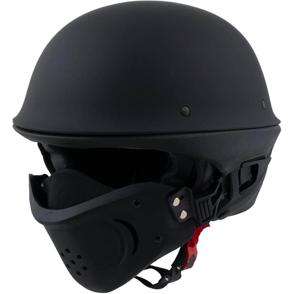 Milwaukee Helmets 3/4 Open Face 2 in 1 Motorcycle Helmet, Flat Black, Small – MPH9830DOT