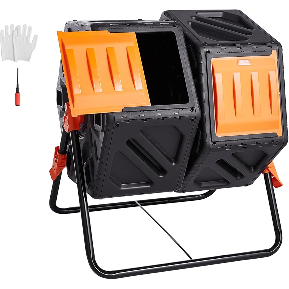 VEVOR 37-Gal Dual Chamber Compost Tumbler With Steel Frame – XDB-436B2