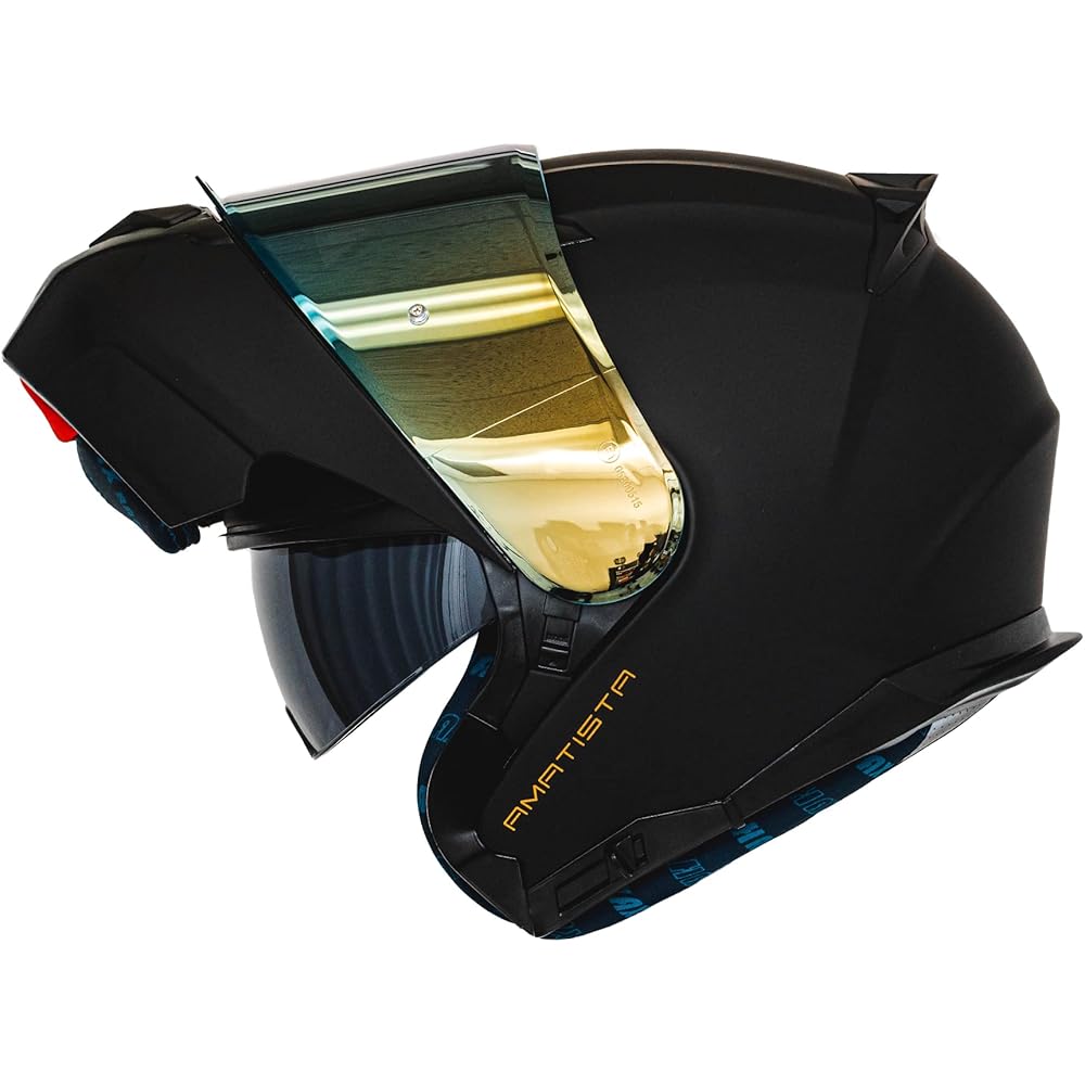 HAX Amatista Modular Flip-Up Dual Visor Motorcycle Helmet, Matte Black, M