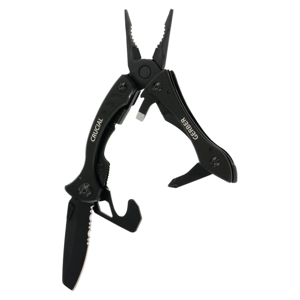 Gerber Gear Multitool Pocket Knife With Clip And Strap Cutter, Black – Crucial