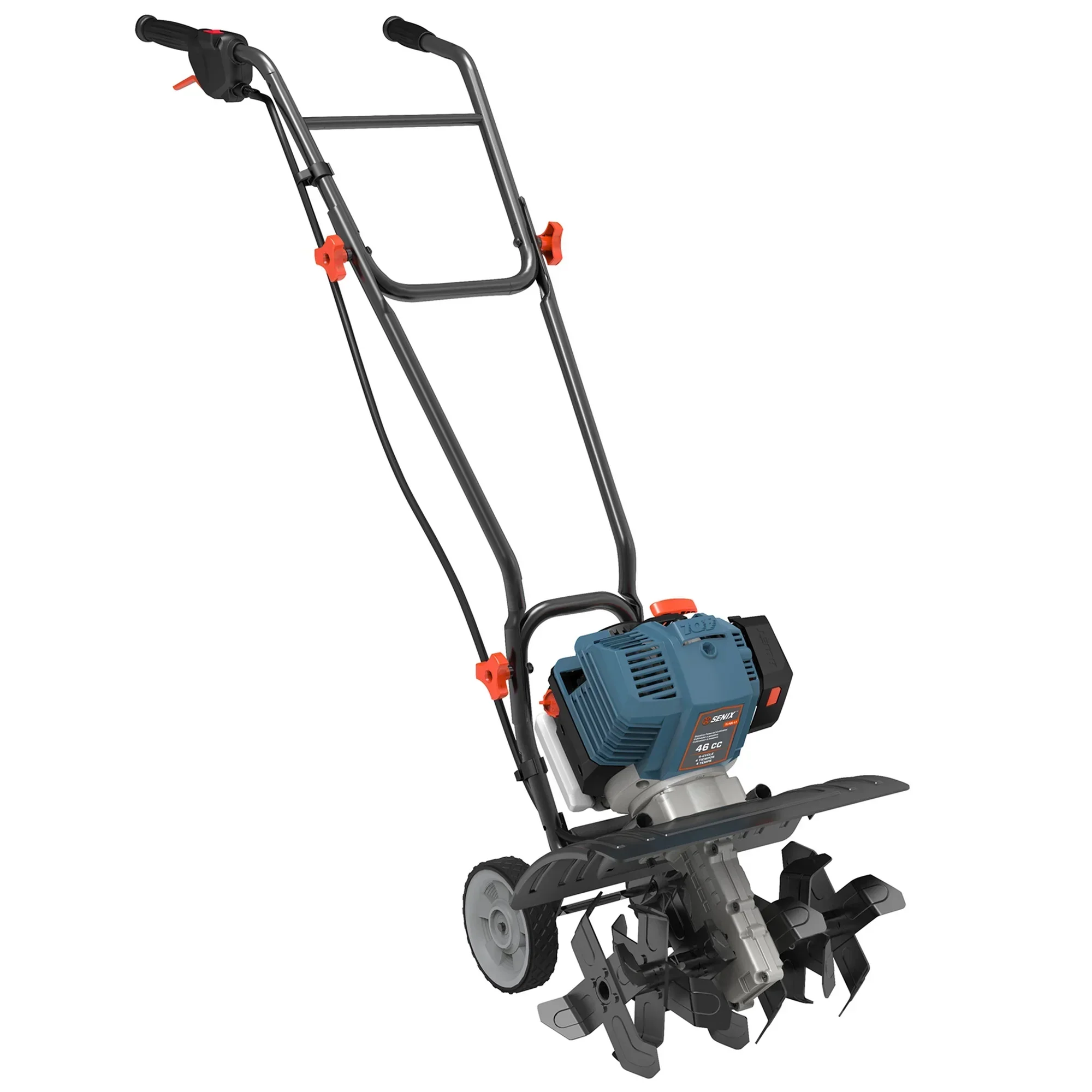 SENIX 46 cc 4-Cycle Gas Powered Tiller Cultivator, 15-Inch Tilling Width, 8-Inch Tilling Depth – TL4QL-L1