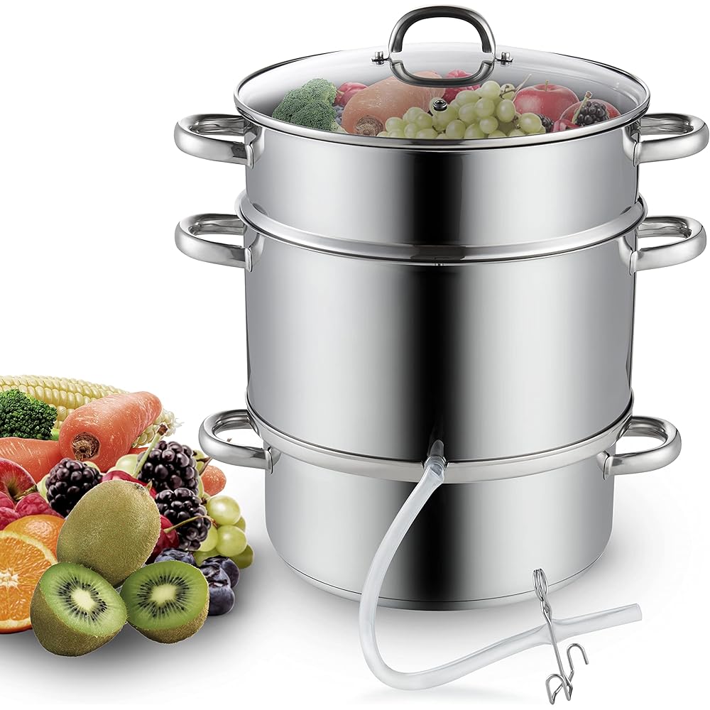 Cooks Standard 11-Quart Stainless Steel Juice Steamer With Glass Lid And 2 Hoses – 28cm