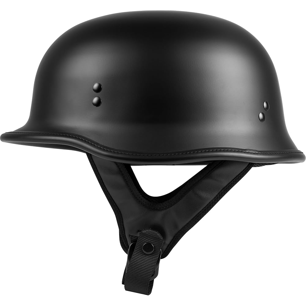 HIGHWAY 21 9-Millimeter German Beanie Half Shell Motorcycle Helmet, Matte Black, XX-Large