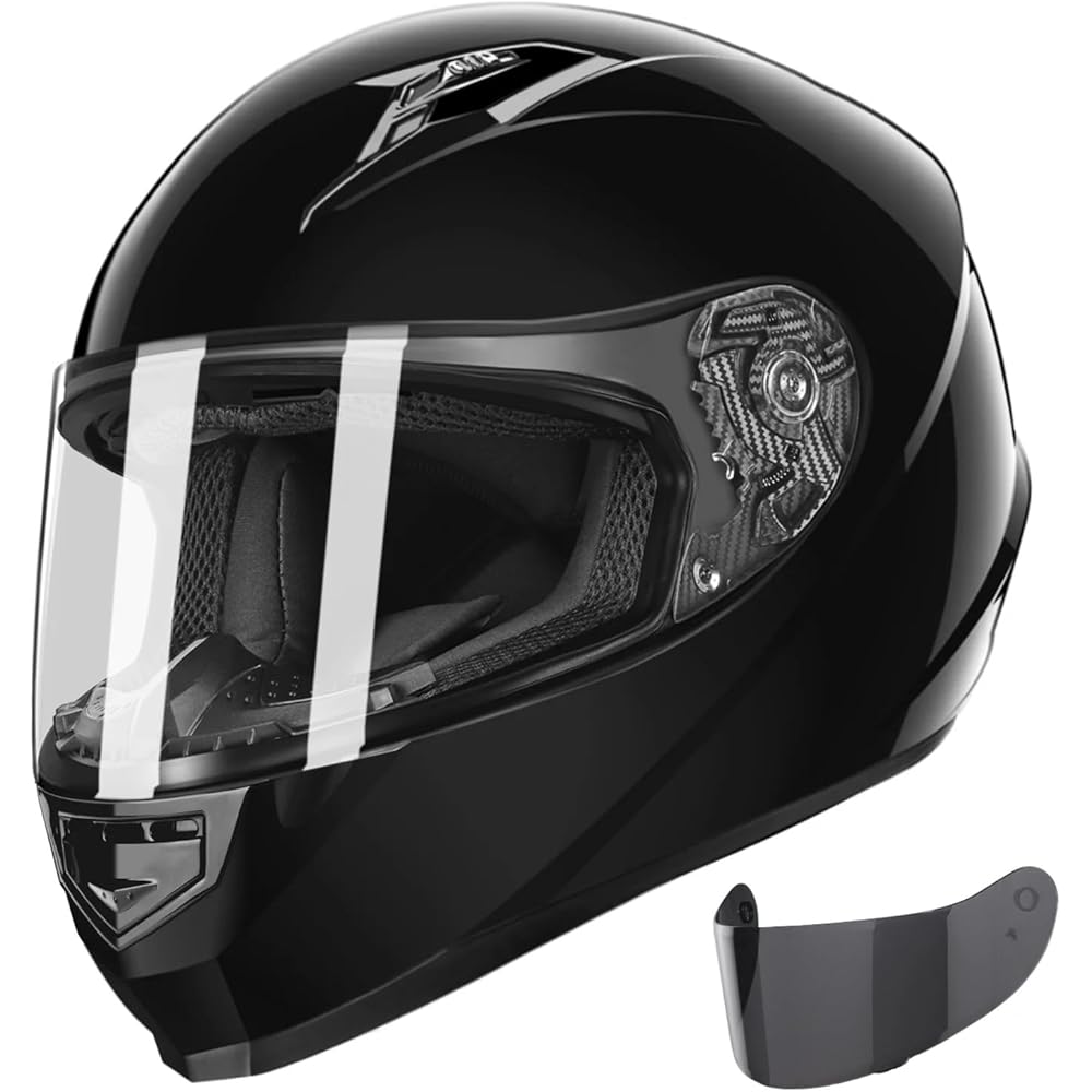 GLX Full Face Motorcycle Helmet, Black, Large, Tinted Visor, DOT Approved – GX11
