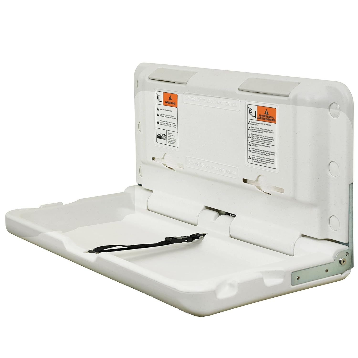ECR4Kids Horizontal Wall-Mounted Diaper Changing Station, White Granite, 35.5 x 4 x 19 Inches