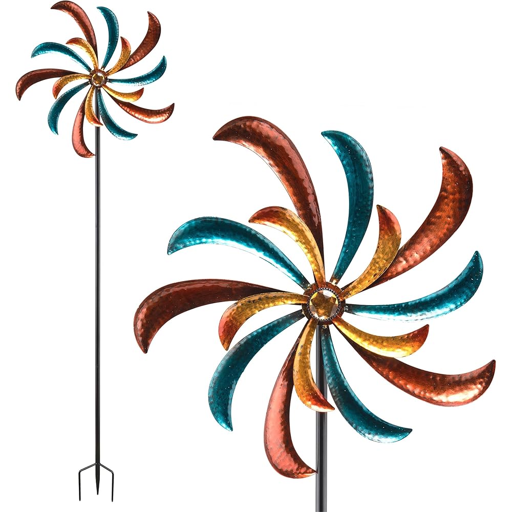 Alpine Corporation Outdoor Curved Blade Windmill Stake, Multicolor, 19in L x 4in W x 63in H