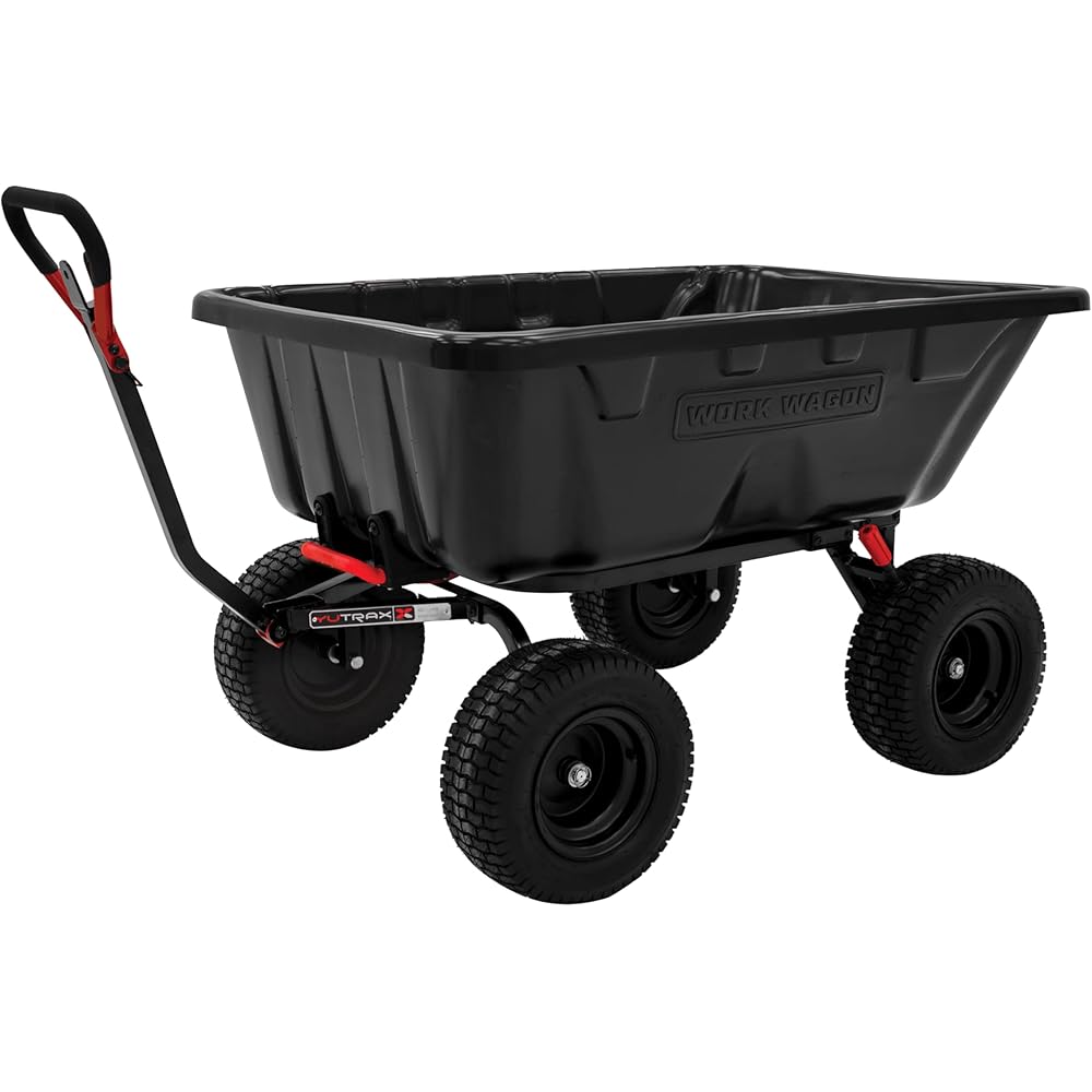 YUTRAX Work Wagon Towable Poly Cart, 16 cu. ft., 1800 Pound Capacity, 16 inch Tires – WW16P