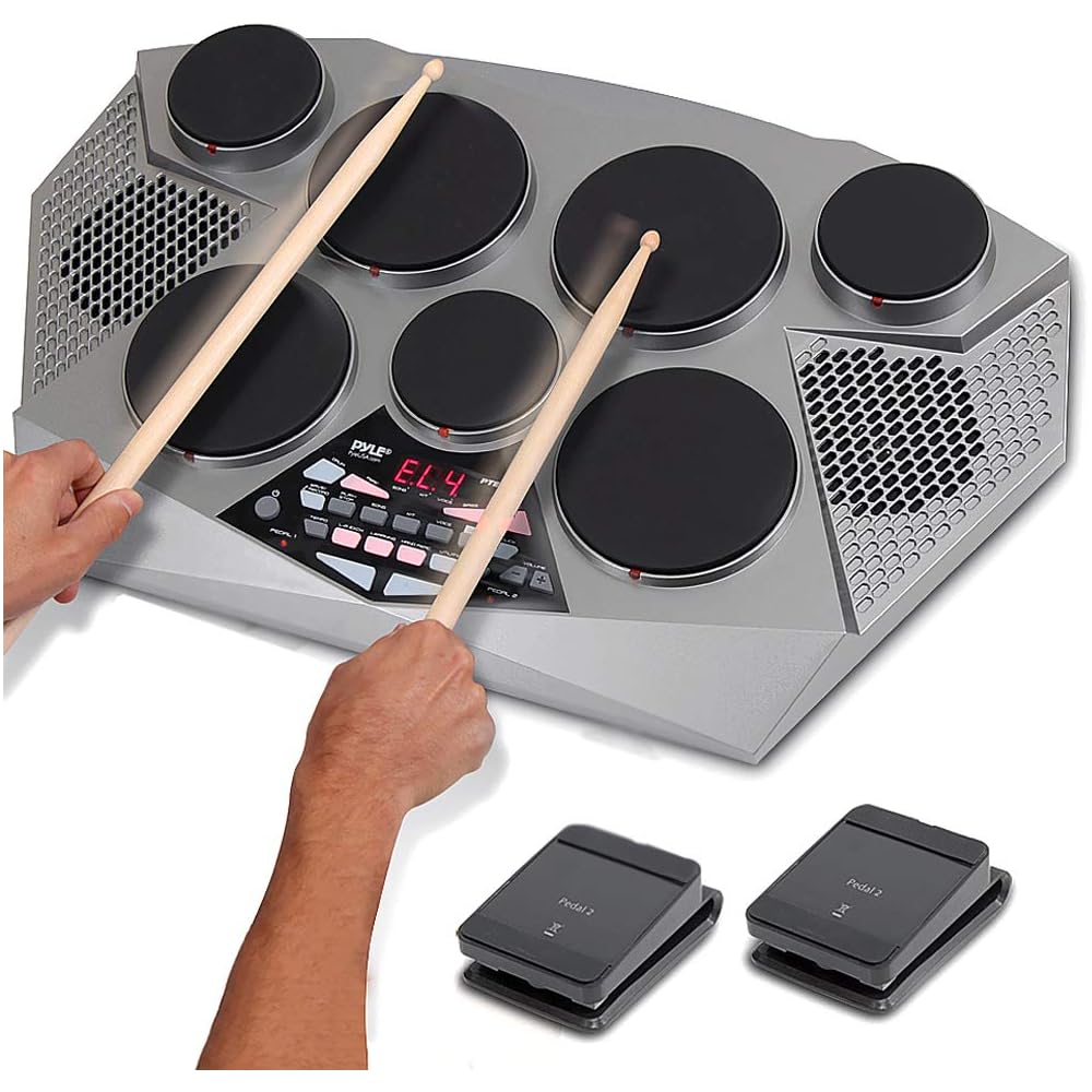 Pyle Electronic Tabletop Drum Kit With 7 Drum Pads, USB And AUX