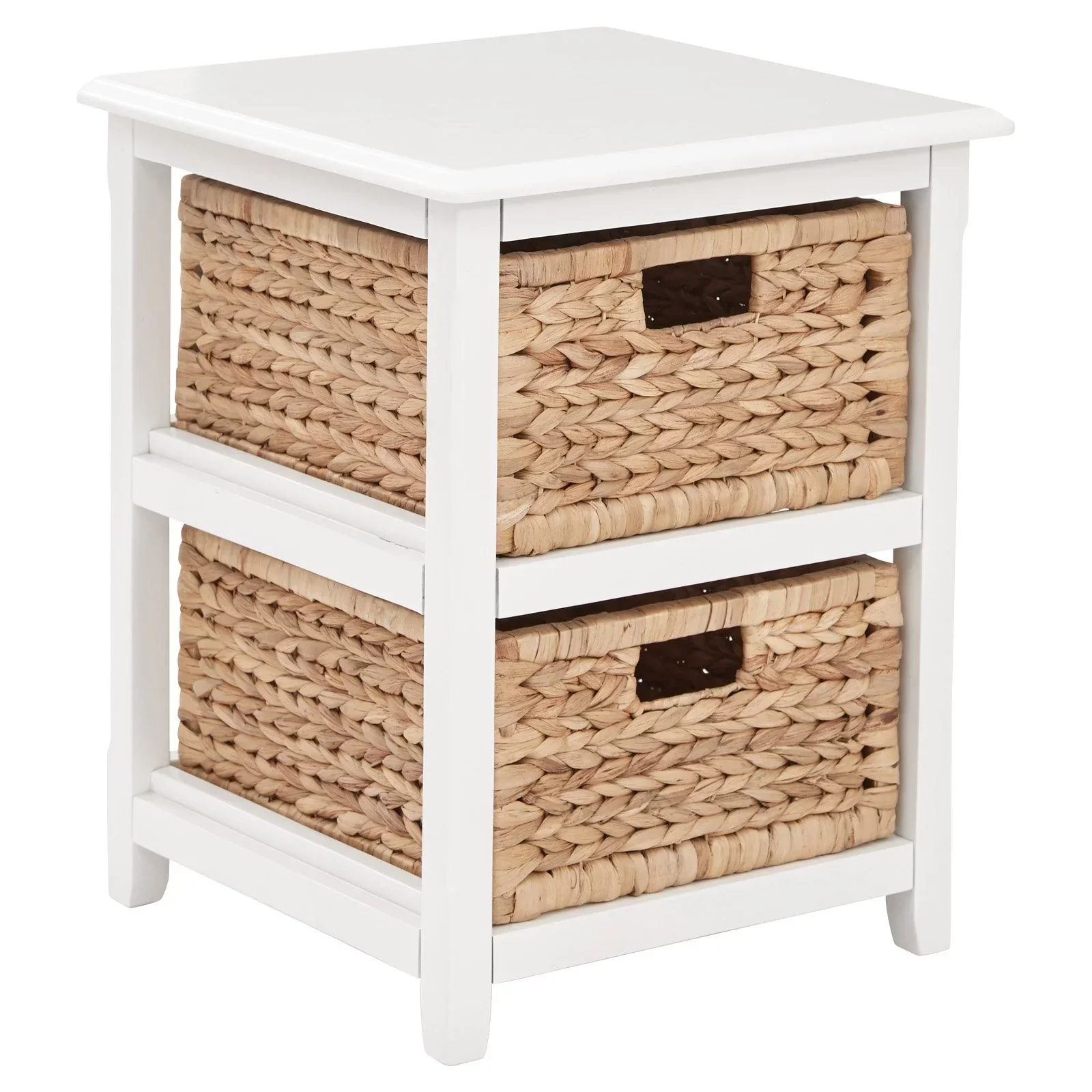 Two-Tier Engineered Wood Storage Unit With Natural Baskets, 16.5in W x 15.75in D x 21.25in H – Seabrook