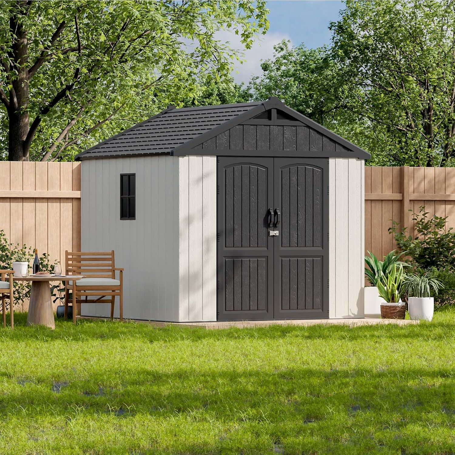Patiowell 6×4 FT Resin Outdoor Storage Shed With Floor – Light Gray
