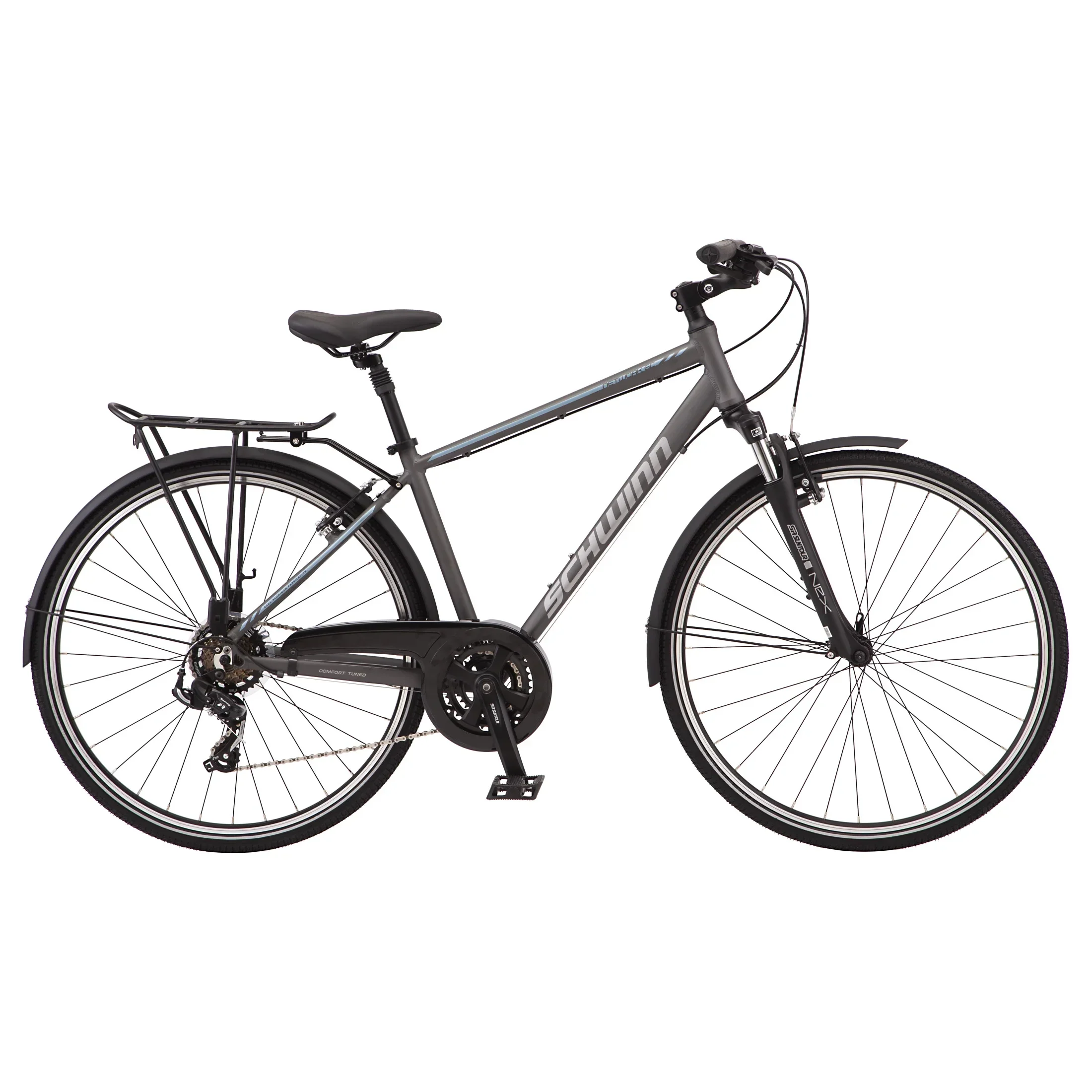 Schwinn Network 6c Hybrid Bike, 21 Speeds, Large 19.5 in Men’s Style Frame, 700c Wheels, Grey