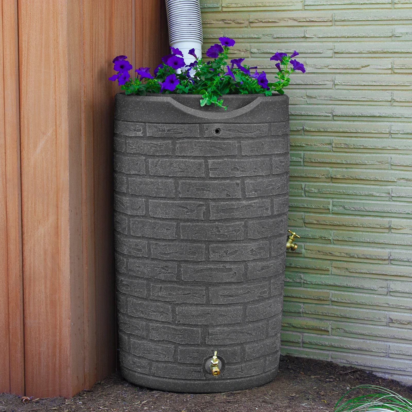 Good Ideas Impressions Downton Rain Saver Rain Barrel, 50 Gallon, Dark Granite – IMP-D50-DAR