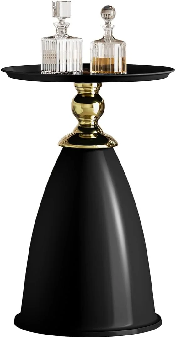 RSJIWOGZ 15 Inch Round Metal Pedestal Nightstand – Gold
