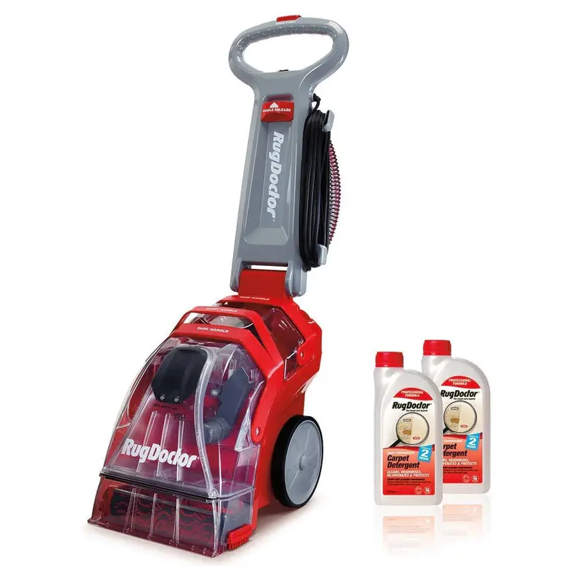 Rug Doctor Deep-Clean Carpet Cleaner, 3.8L, Red – Includes Two 1-Liter Detergent Bottles