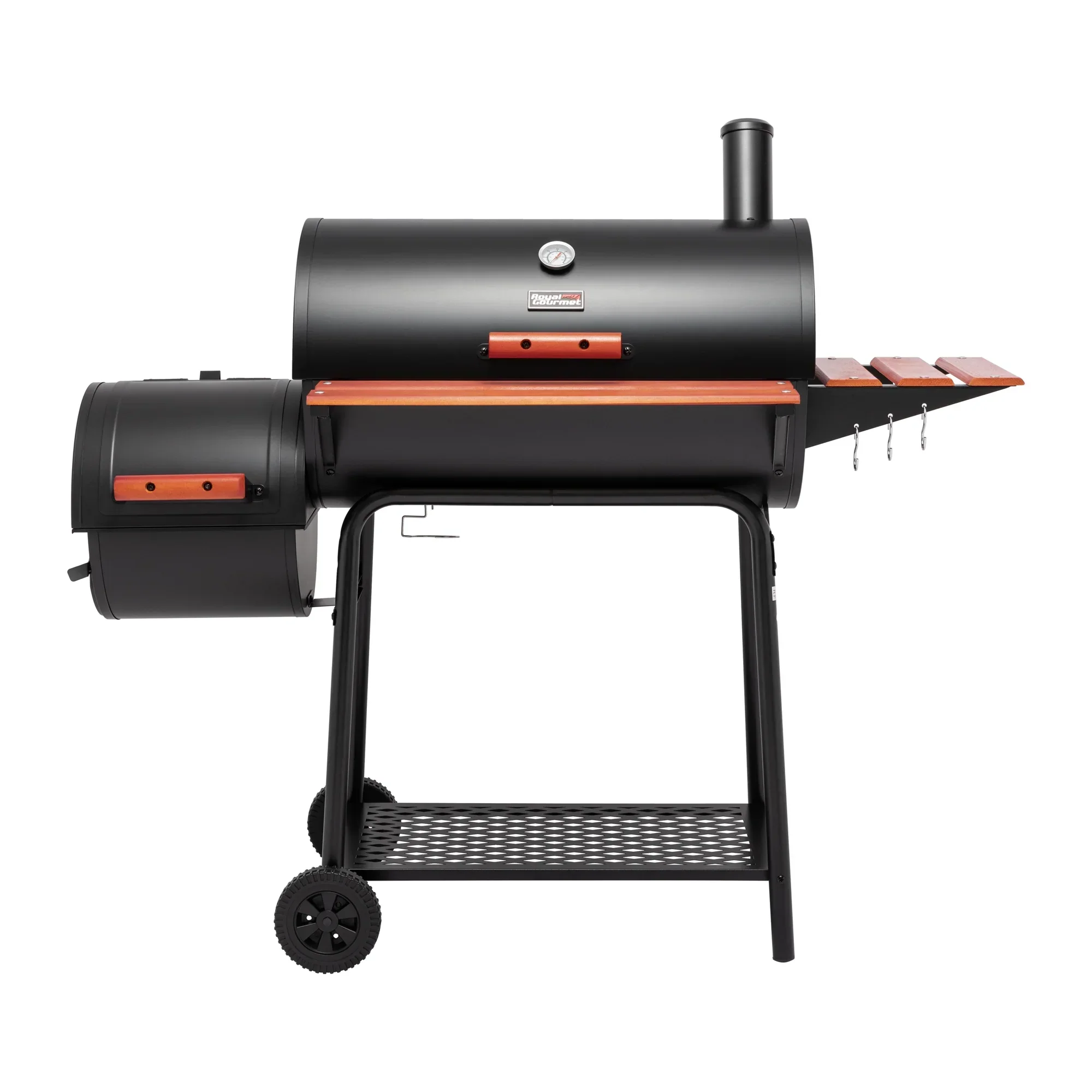 Royal Gourmet 30in Barrel Charcoal Grill With Offset Smoker, Black – CC1830W