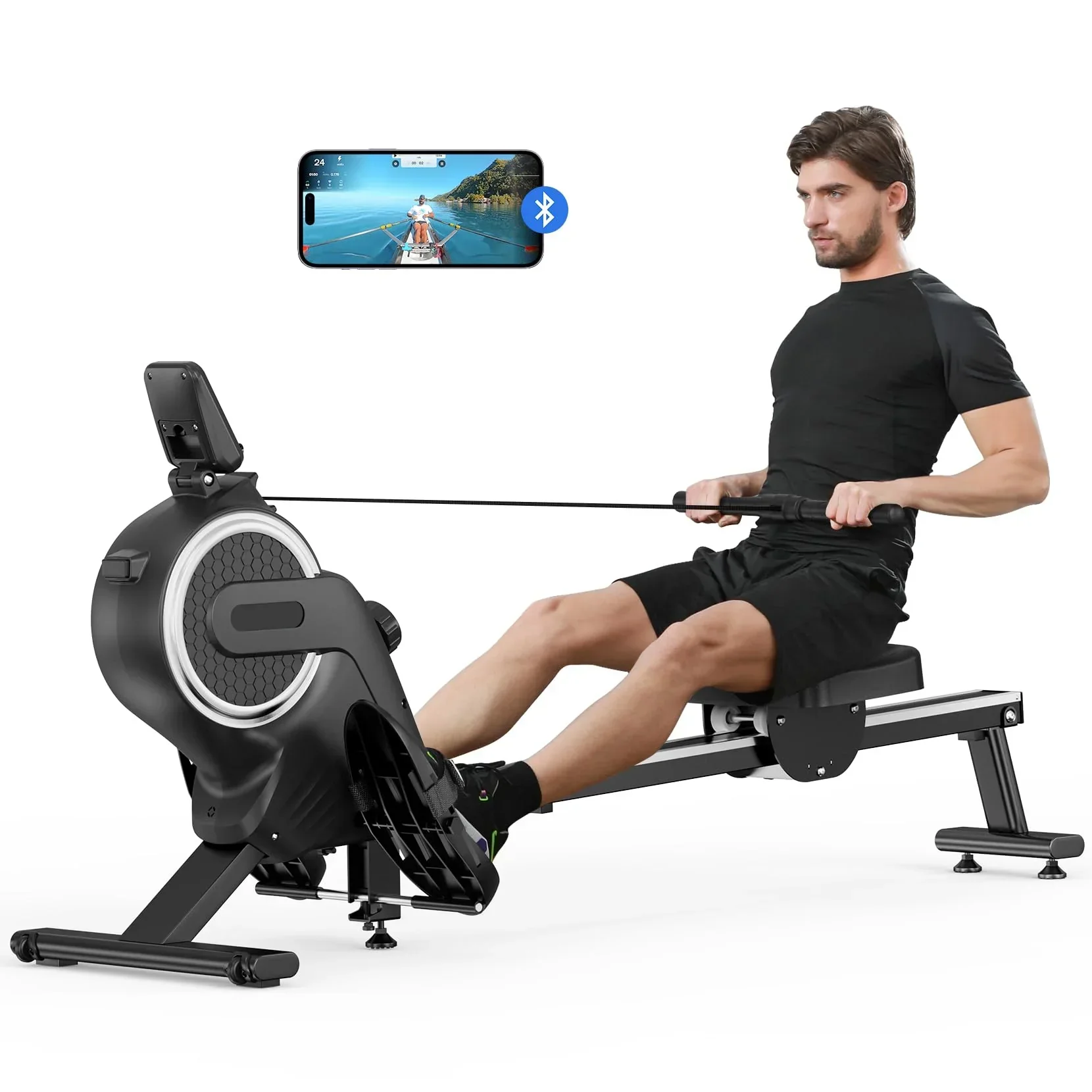 Neche Magnetic Rowing Machine, 16 Level Resistance, 265lb Weight Capacity – App Compatible