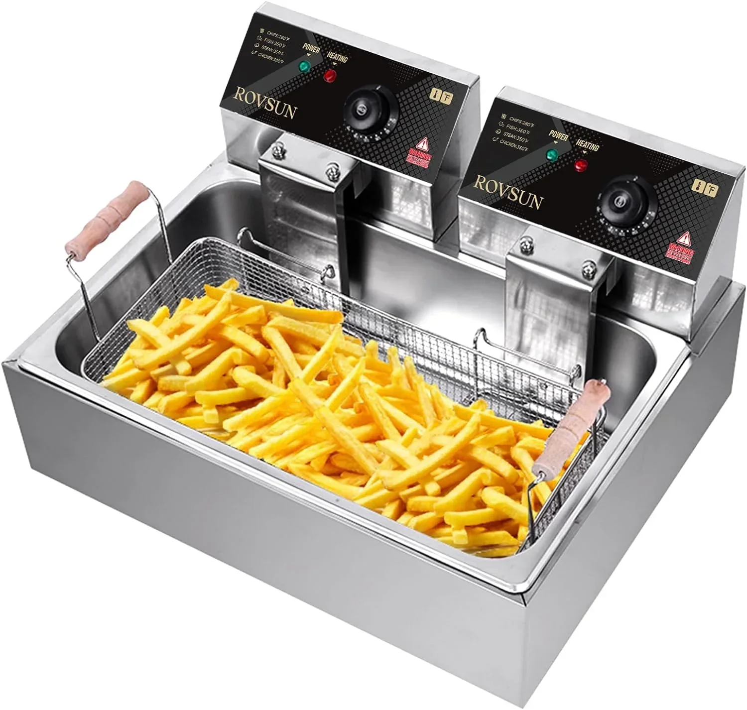 ROVSUN Electric Deep Fryer, 23.8Qt, 5000W, Stainless Steel