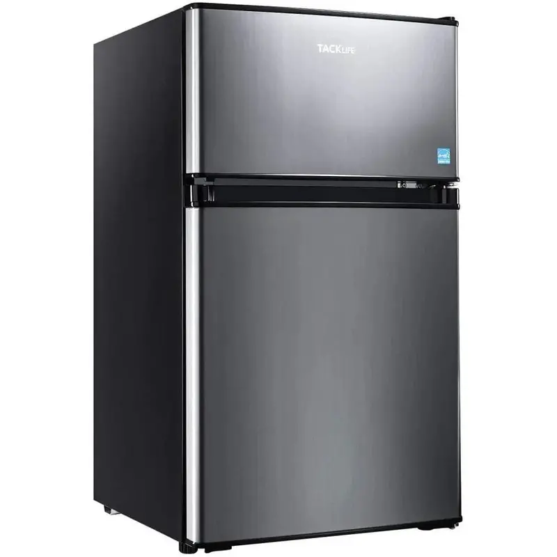 Compact 3.1 Cu.Ft 2-Door Mini Fridge With Freezer Compartment, LED Light, Stainless Steel Sliver – HPVFR310