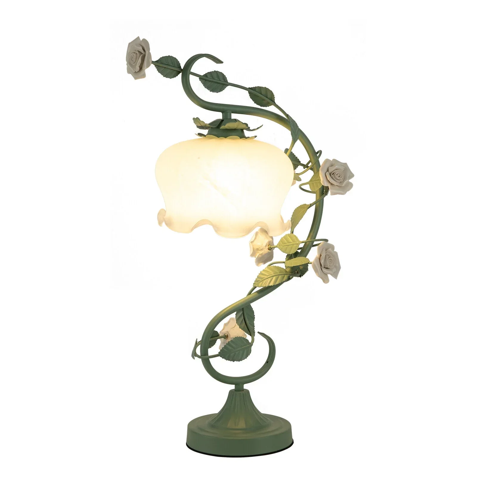 Rose Flower Table Lamp, Green, 60W Max