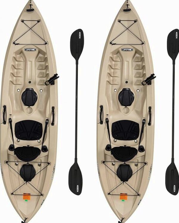 Lifetime Fishing Kayak 10ft 2-Pack With Paddles, UV-Protected HDPE, Tan – Tamarack Angler 100