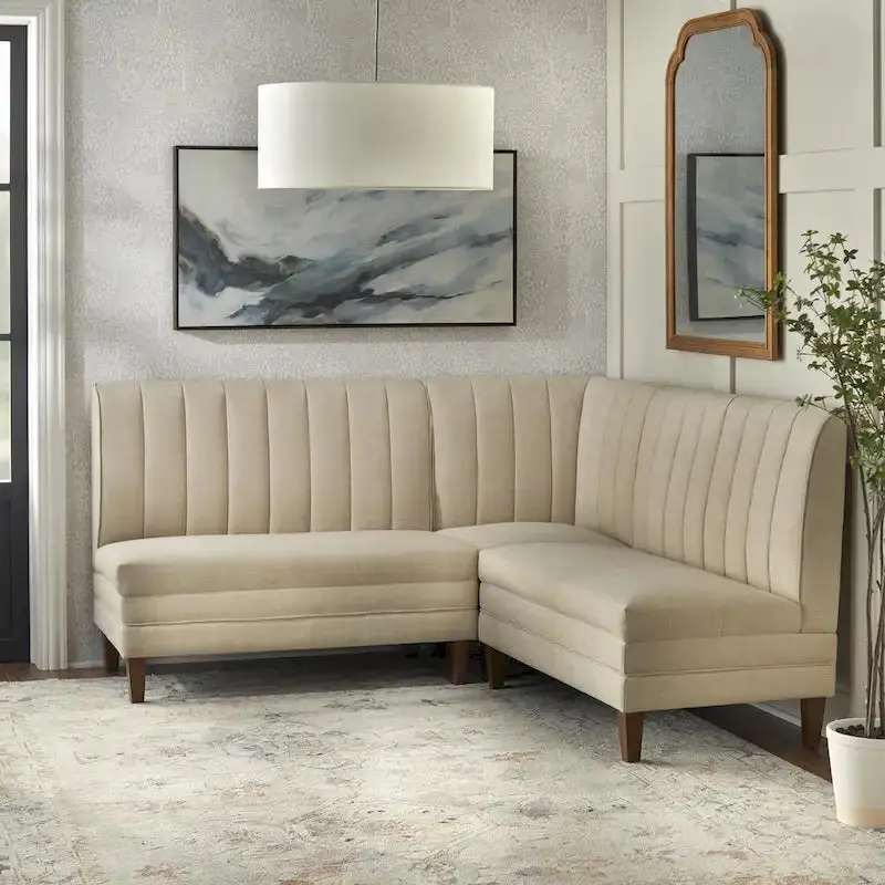 Lifestorey 3-Piece Channel-Back Upholstered Banquette Set – Kerrington